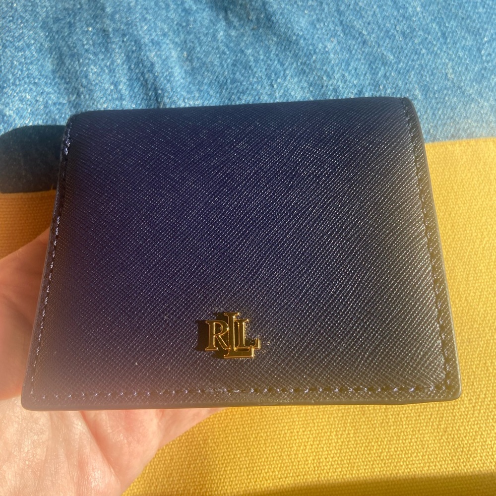Ralph Lauren Navy Blue Wallet with Gold Logo